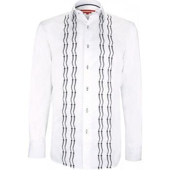 Chemise Andrew Mc Allister chemise brodee satin de coton broidery blan...