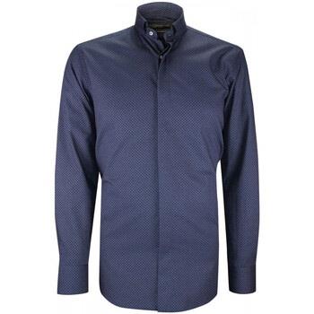 Chemise Emporio Balzani chemise mode col cousu mao a motifs milo bleu