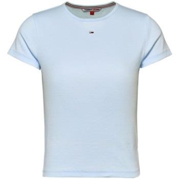 T-shirt Tommy Jeans T shirt moulant femme Ref 59357 Bleu