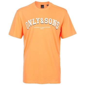 T-shirt Only &amp; Sons TEE SHIRT ONSLOGO REG SPRING SS - PAPAYA - M