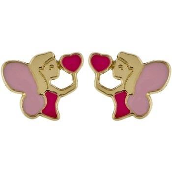 Boucles oreilles Brillaxis Boucles d'oreilles Fée coeur rose or 18 car...