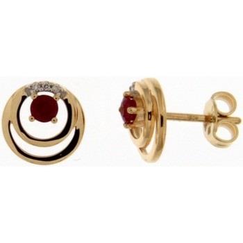 Boucles oreilles Brillaxis Boucles d'oreilles double cercle rubis