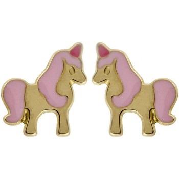 Boucles oreilles Brillaxis Boucles d'oreilles Licorne laque rose or