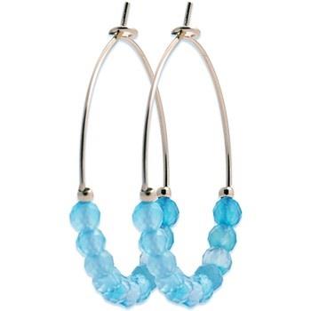 Boucles oreilles Brillaxis Créoles perles quartz turquoise
