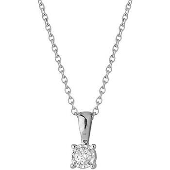 Collier Brillaxis Collier solitaire diamant or blanc 18 carats 0.08 ct