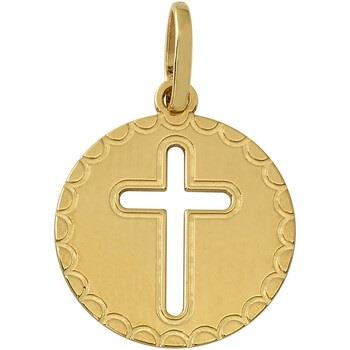 Pendentifs Brillaxis Médaille or jaune 18 carats croix ajourée
