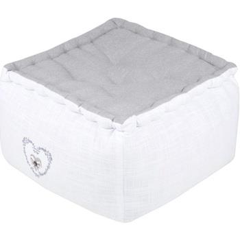 Coussins Stof Pouf de sol Collection Pauline blanc et gris