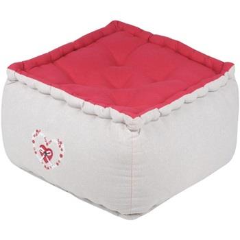 Coussins Stof Pouf de sol Collection Pauline rouge et beige