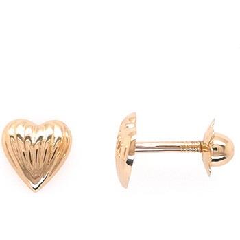 Boucles oreilles Brillaxis Boucles d'oreilles coeur strié or 750/1000 ...