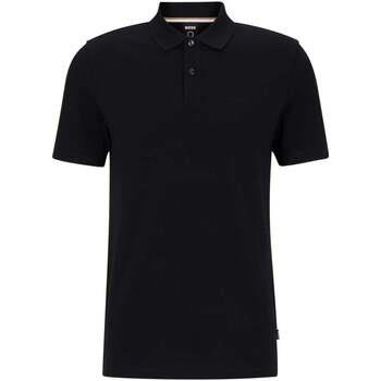 T-shirt BOSS Polo logo brodé noir en coton bio