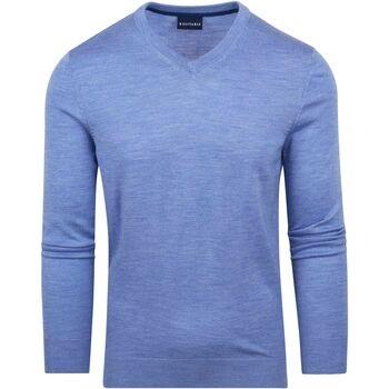 Sweat-shirt Suitable Pull Merino Col V Bleu clair