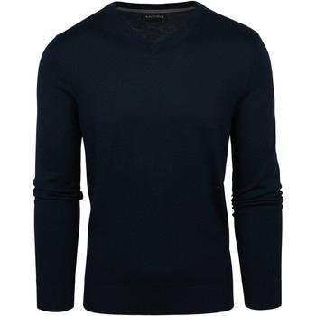 Sweat-shirt Suitable Pullover à col en V Merino Navy