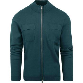 Sweat-shirt Blue Industry Cardigan Vert Foncé Poche de Poitrine