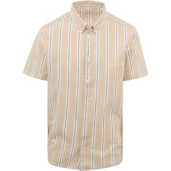 Chemise Knowledge Cotton Apparel Chemise Rayures Beige