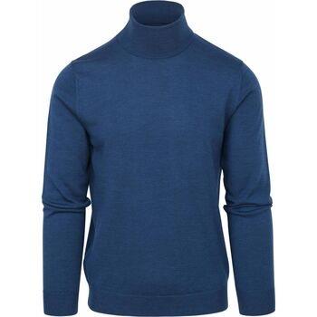 Sweat-shirt Suitable Pull Col Roulé Merino Bleu Petrol