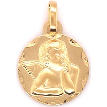 Pendentifs Brillaxis Médaille ange or jaune 9 carats 13mm