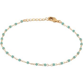 Bracelets Brillaxis Bracelet plaqué or perles Miyuki turquoise
