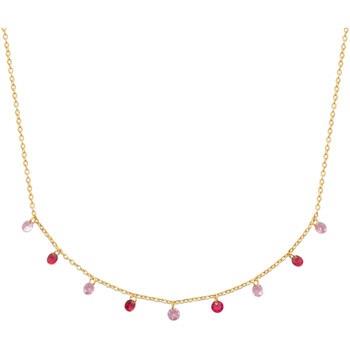 Collier Brillaxis Collier perles de verres camaïeu rose plaqué or