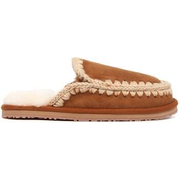 Mules Mou FW161007A SUEDE SLIPPER FULL ESKIMO STITCH COGNAC