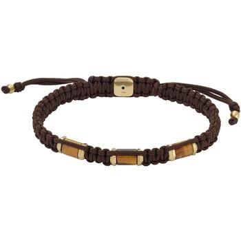 Bracelets Fossil Bracelet homme oeil de tigre nylon brun