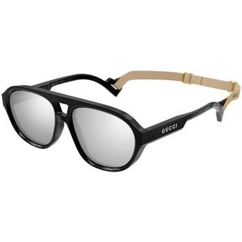 Lunettes de soleil Gucci GG1239S Lunettes de soleil, Noir/Argent, 58 m...