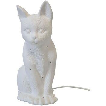 Lampes à poser Faye Lampe à poser en porcelaine blanche chat 27 cm