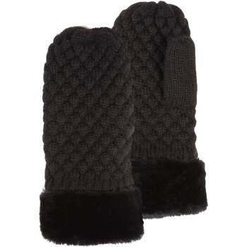 Gants Isotoner Moufles Femme Maille Noir bord fourrure