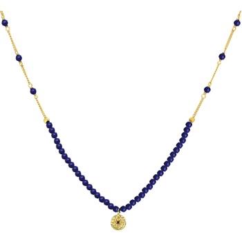 Collier Orusbijoux Collier Chaîne Argent Doré Avec Perles Lapis Et Pam...