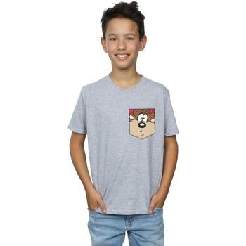 T-shirt enfant Dessins Animés Tasmanian Devil Face Faux Pocket