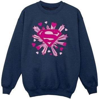 Sweat-shirt enfant Dc Comics Superman Pink Hearts And Stars Logo