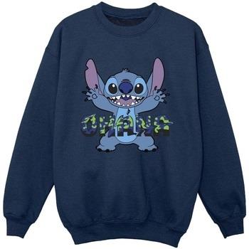 Sweat-shirt enfant Disney Lilo And Stitch Ohana Blue Glitch