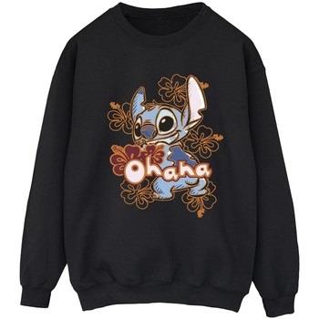 Sweat-shirt Disney Lilo And Stitch Ohana Orange Hibiscus