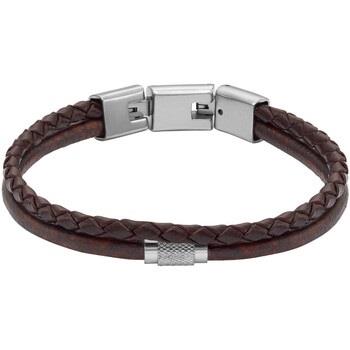 Bracelets Fossil Bracelet double en cuir marron