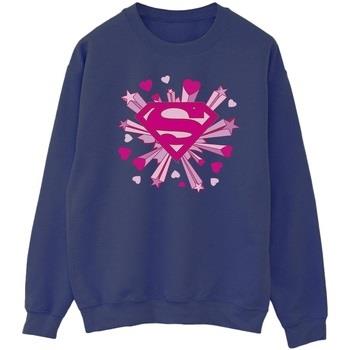 Sweat-shirt Dc Comics Superman Pink Hearts And Stars Logo