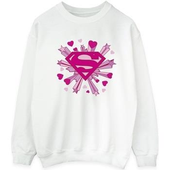 Sweat-shirt Dc Comics Superman Pink Hearts And Stars Logo