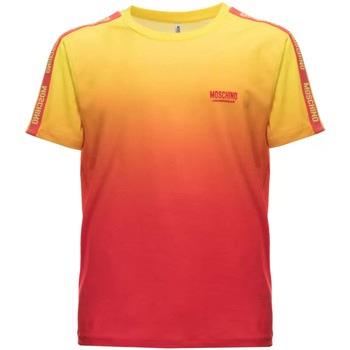 T-shirt Moschino T-shirt jaune avec bandes logotées sur les épaules