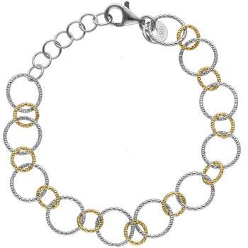 Bracelets Orusbijoux Bracelet Argent Rhodié Bicolore Cercles Diamantés