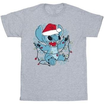 T-shirt enfant Disney Lilo And Stitch Christmas Lights Sketch