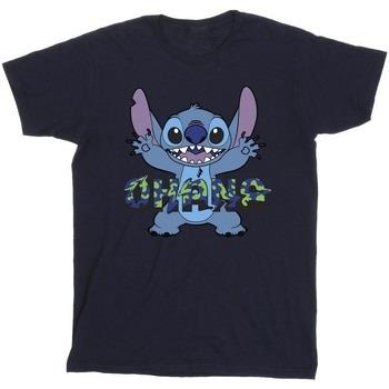 T-shirt enfant Disney Lilo And Stitch Ohana Blue Glitch