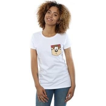 T-shirt Dessins Animés Tasmanian Devil Face Faux Pocket