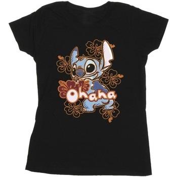 T-shirt Disney Lilo And Stitch Ohana Orange Hibiscus