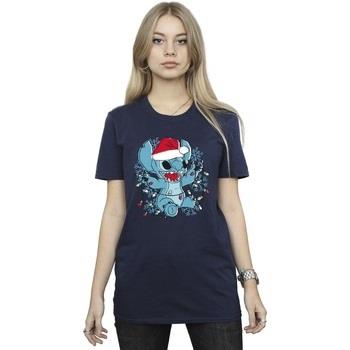 T-shirt Disney Lilo And Stitch Christmas Lights Sketch