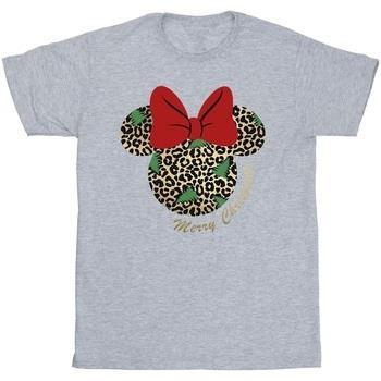 T-shirt enfant Disney Minnie Mouse Leopard Christmas