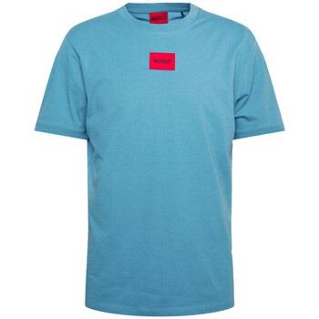 T-shirt BOSS T-shirt Diragolino 212 bleu avec étiquette logo rouge