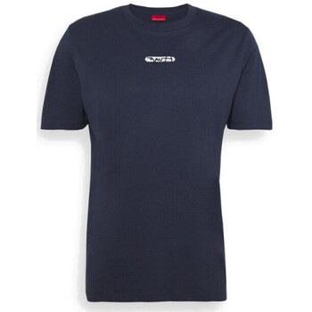 T-shirt BOSS T-shirt Durned_U211 bleu avec logo brodé