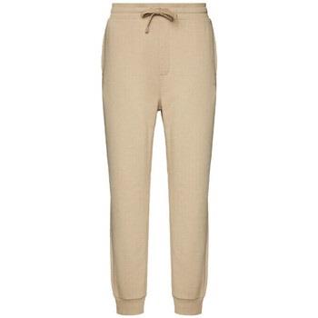 Pantalon BOSS PANTALON DE SURVÊTEMENT EN COTON ÉPONGE BEIGE AVEC LOGO