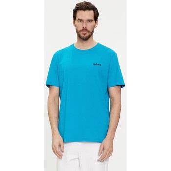 T-shirt BOSS T-SHIRT REGULAR FIT BLEU EN JERSEY AVEC LOGO EFFET 3D T