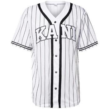 T-shirt Karl Kani T-SHIRT SERIF PINSTRIPE BASEBALL SHIRT BLANC