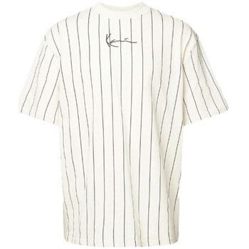 T-shirt Karl Kani T-SHIRT SMALL SIGNATURE PINSTRIPE TEE BEIGE