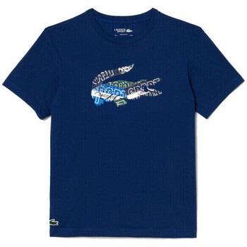 T-shirt Lacoste T-SHIRT SPORT EN JERSEY DE COTON BLEU MARINE A IMPRI